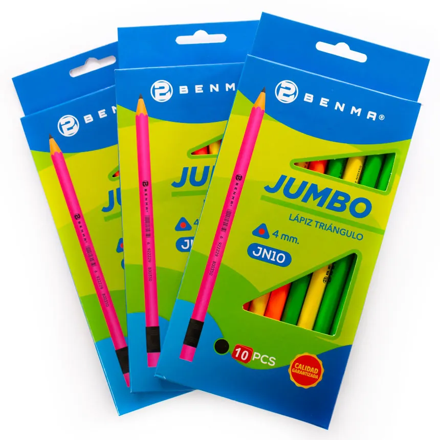 Lapiz Negro Jumbo con Goma BENMA 10u